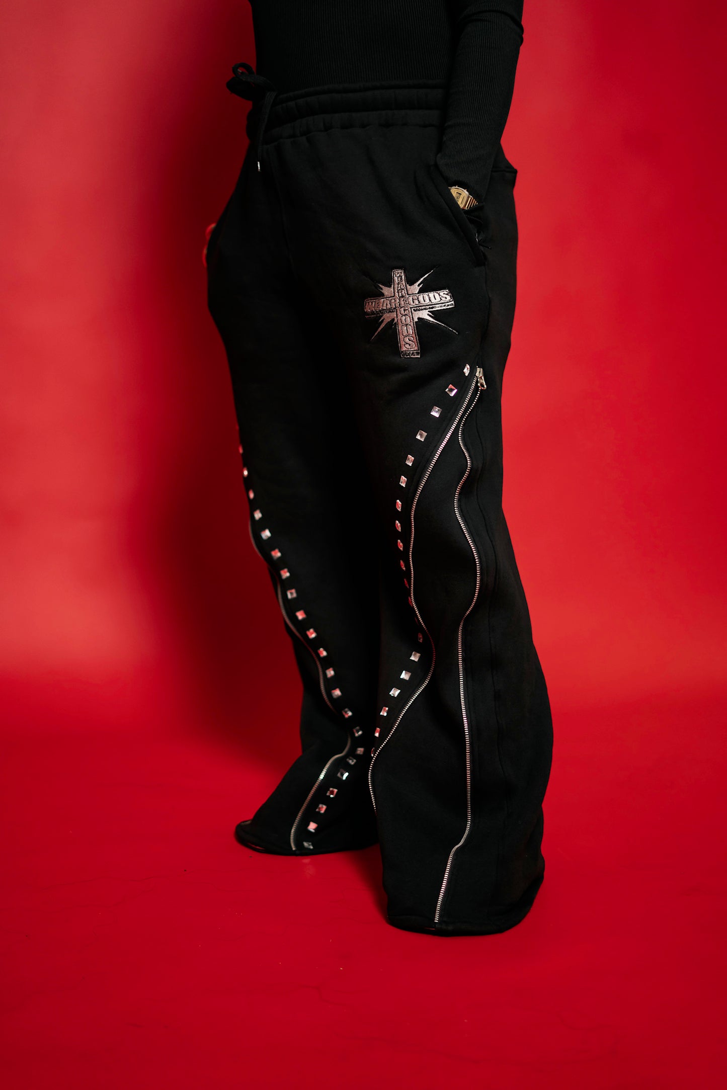 Diamond Zip Flare Sweatpants